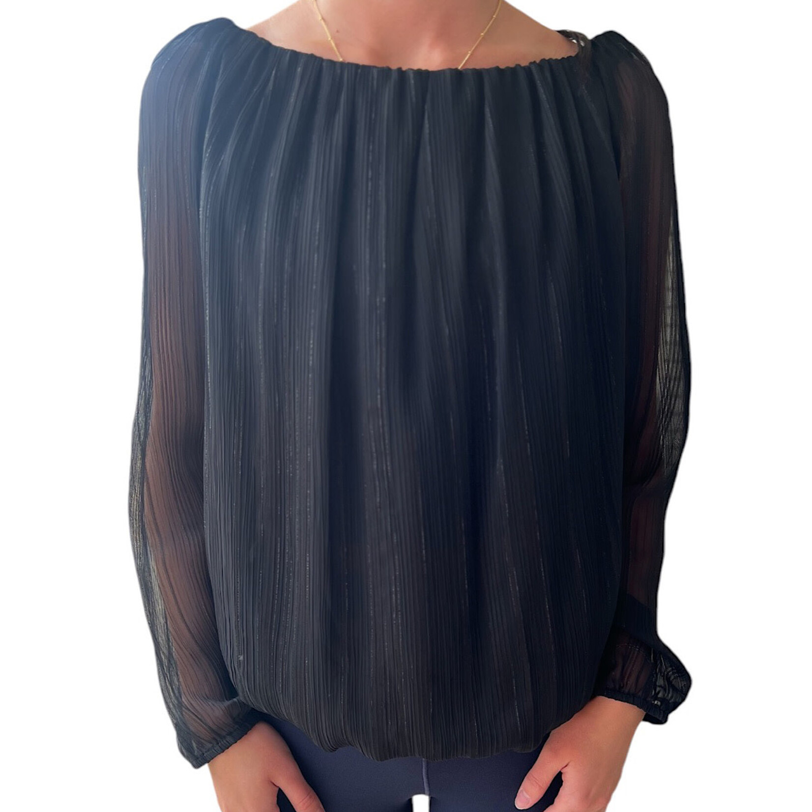 Black Shimmer Off Shoulder Blouse
