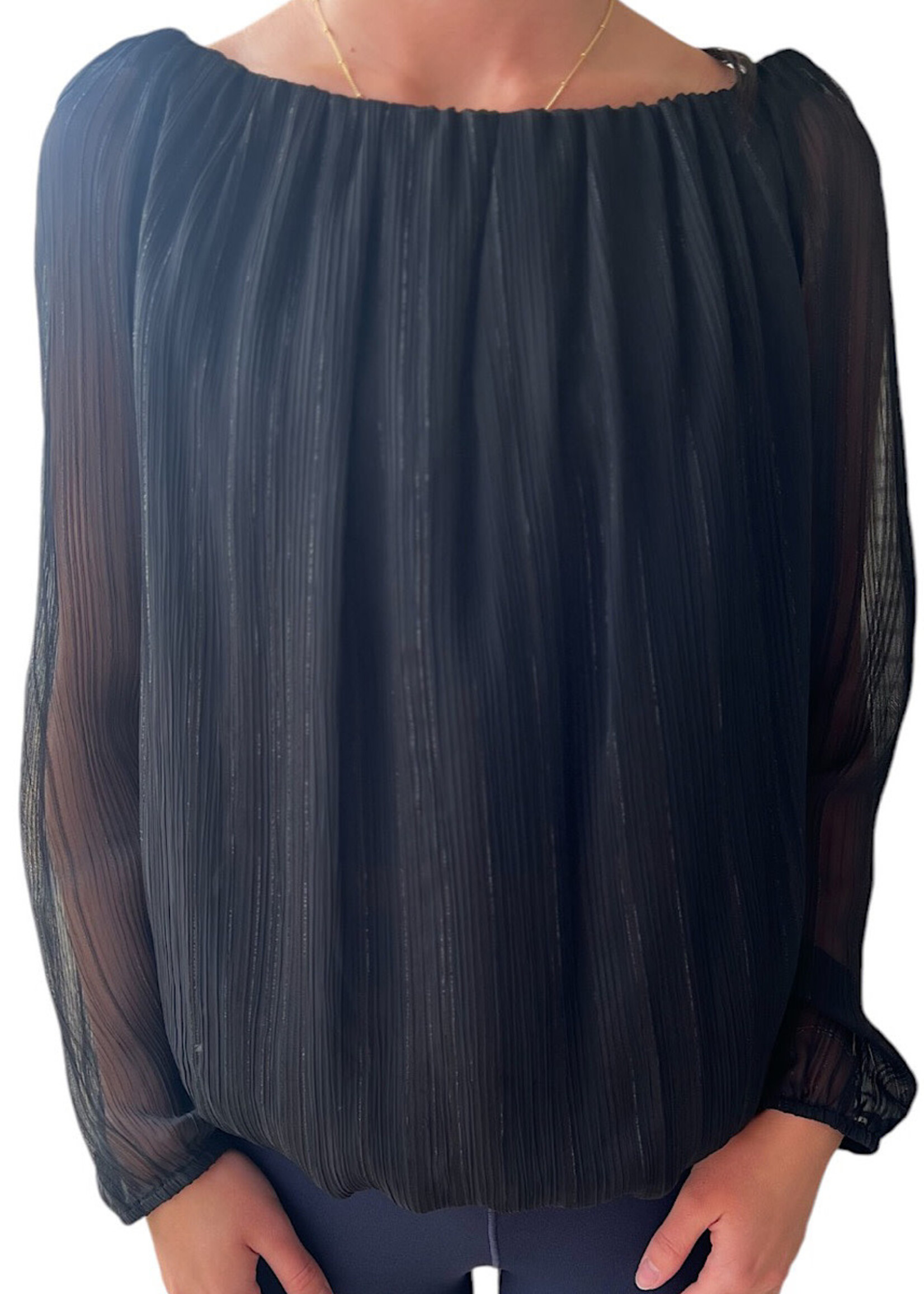 Black Shimmer Off Shoulder Blouse