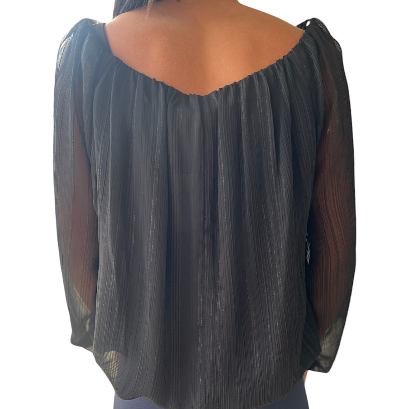 Black Shimmer Off Shoulder Blouse