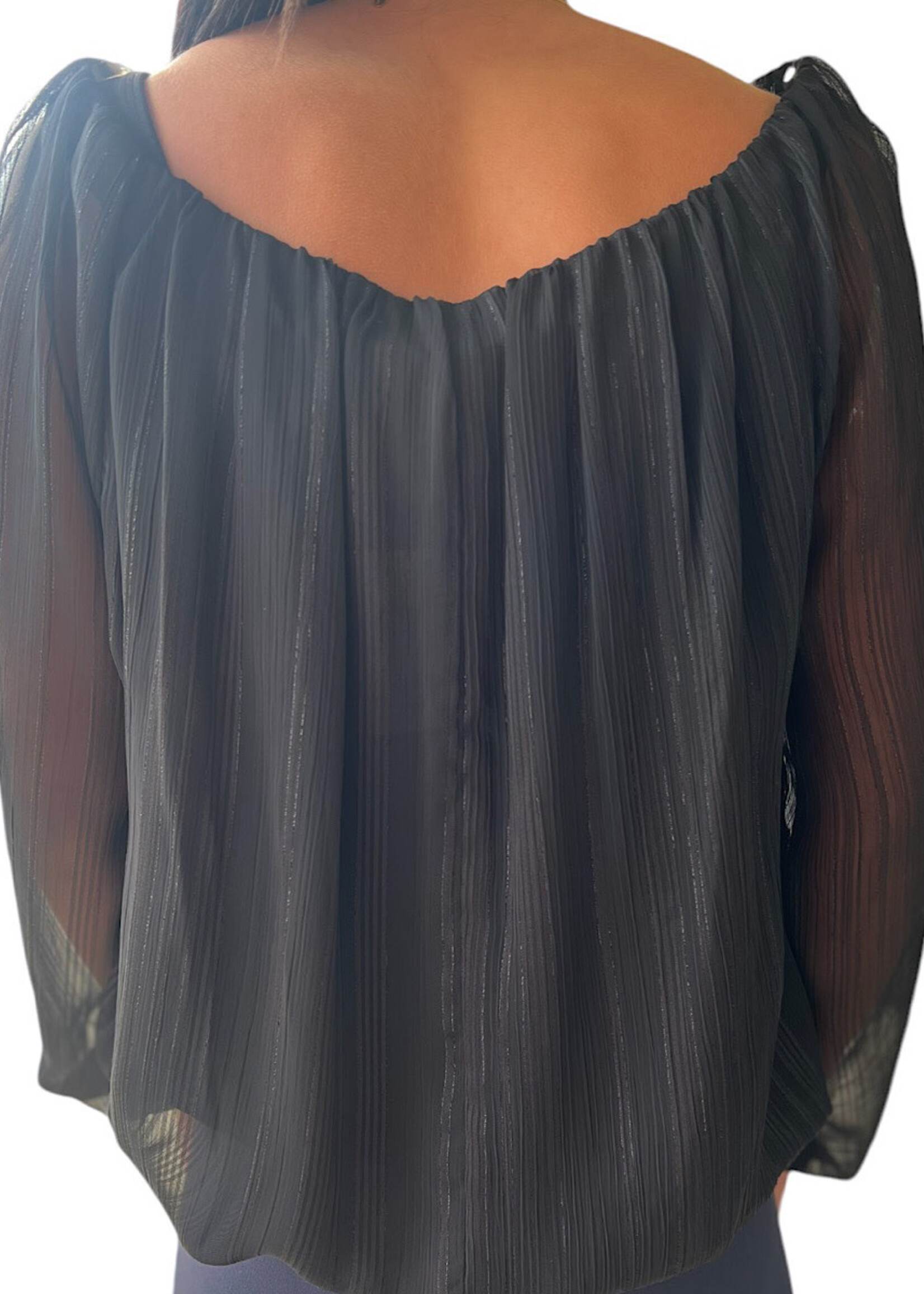 Black Shimmer Off Shoulder Blouse