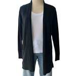 Black Open Front Long Sleeve Cardigan