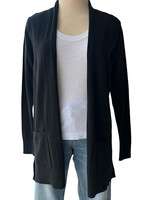 Black Open Front Long Sleeve Cardigan