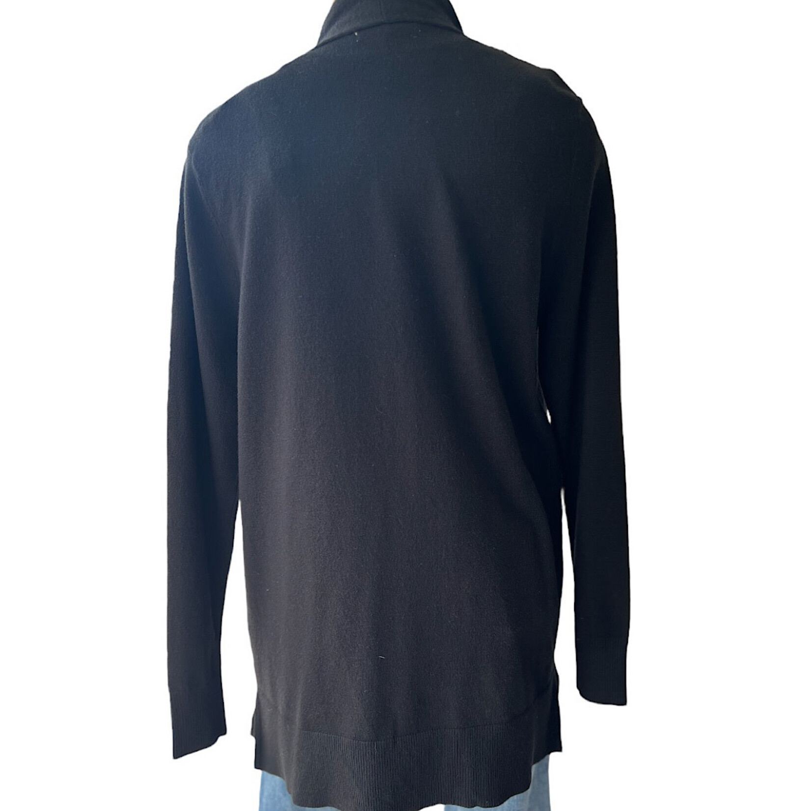 Black Open Front Long Sleeve Cardigan