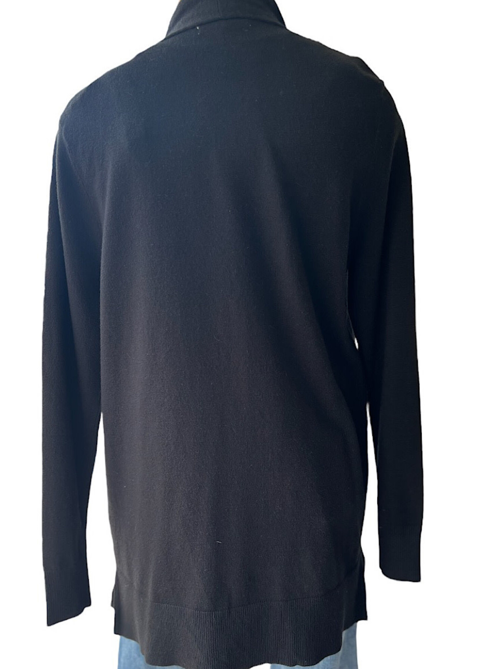 Black Open Front Long Sleeve Cardigan