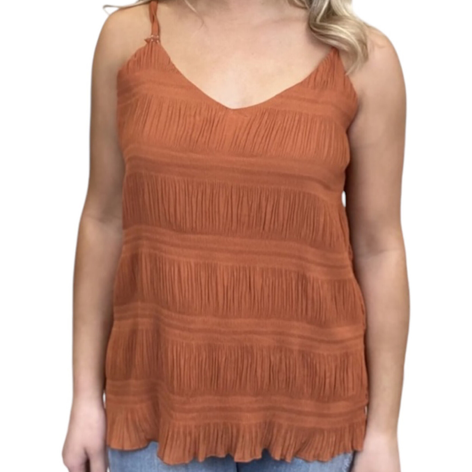 Rust Spaghetti Strapped Doubled Lined Tank  XL