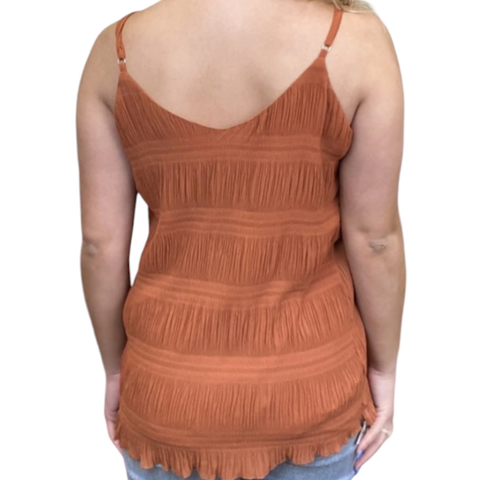 Rust Spaghetti Strapped Doubled Lined Tank  XL