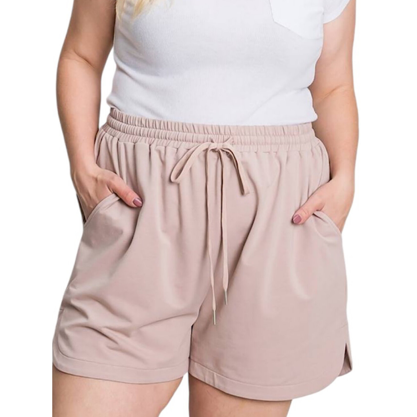 Mauve Washed Cotton French Terry Casual Comfy Shorts