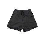 Black Linen Frayed Short