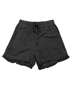 Black Linen Frayed Short