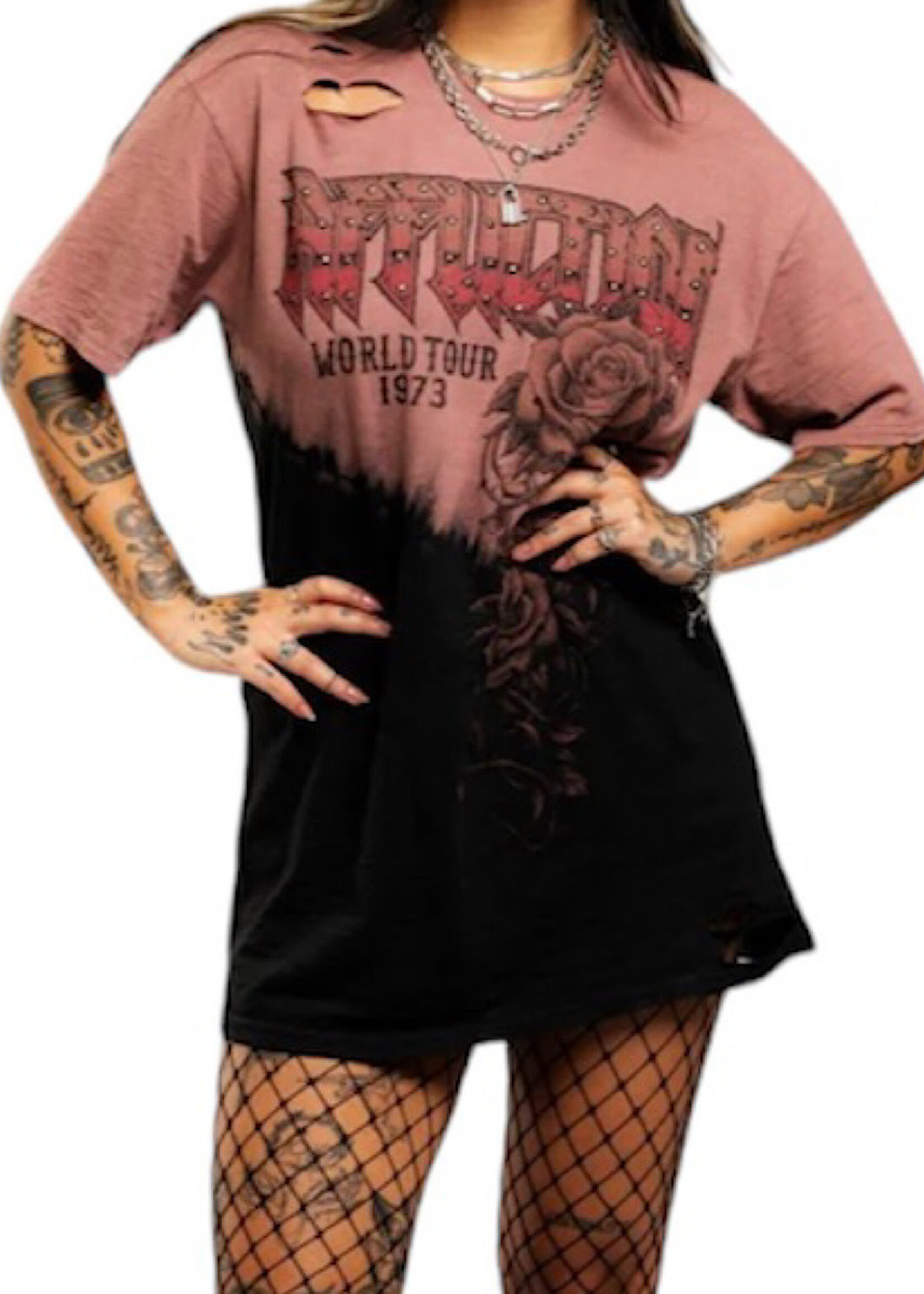 Affliction Oversized Tee Tour of Roses