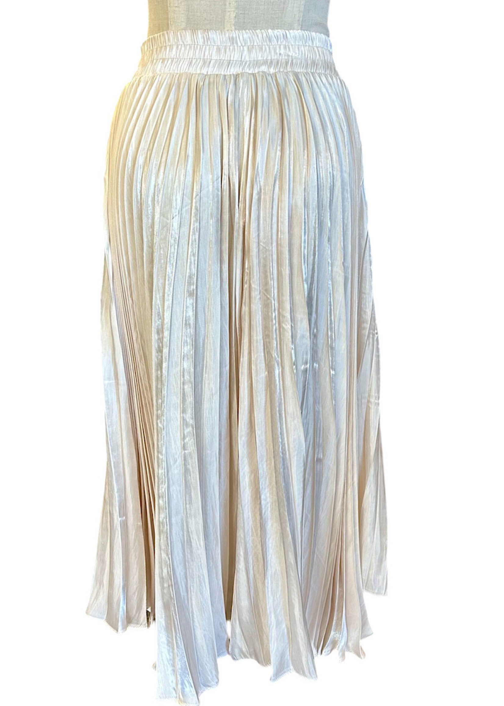 Cream Pleated Midi Skirt