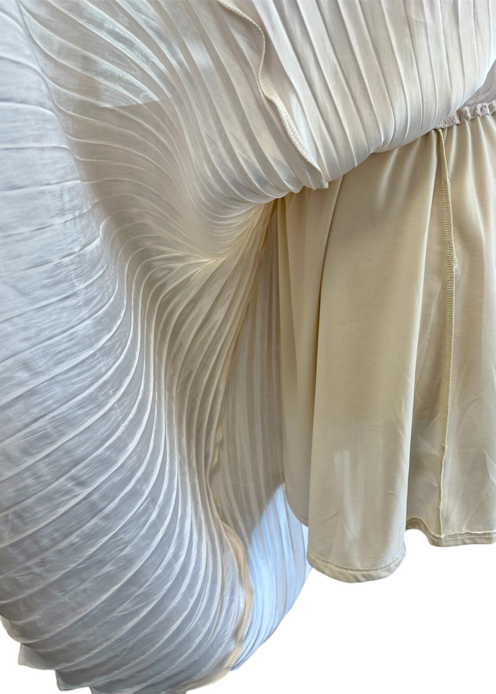 Cream Pleated Midi Skirt