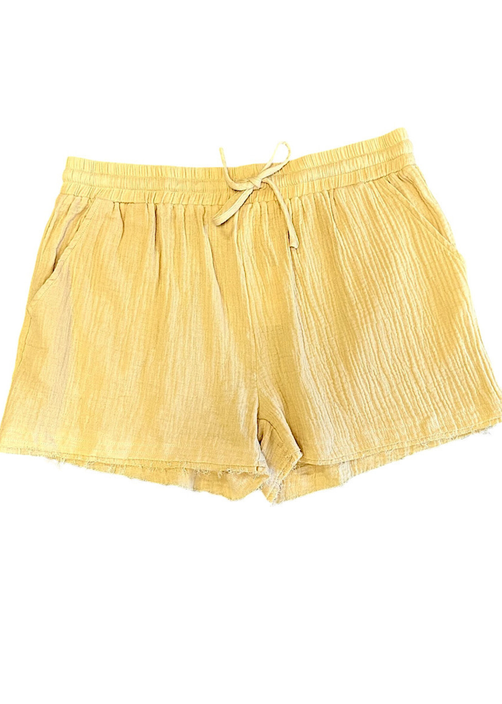 Plus Dusty Yellow Gauze Shorts