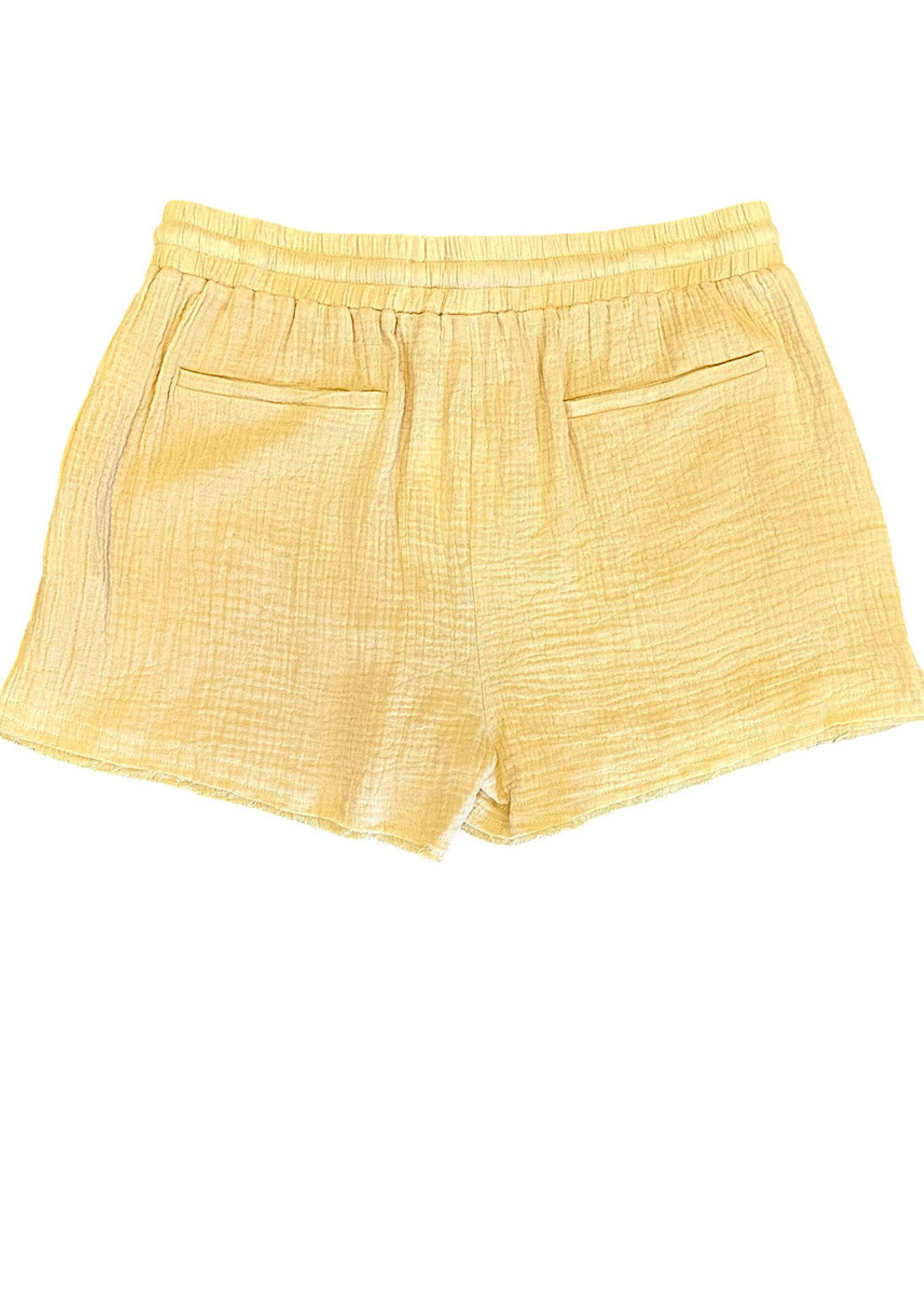 Plus Dusty Yellow Gauze Shorts