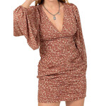 D.Mauve Animal Print Ruched Mini Dress