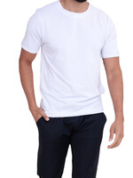 White Cotton Blend Crewneck S/S