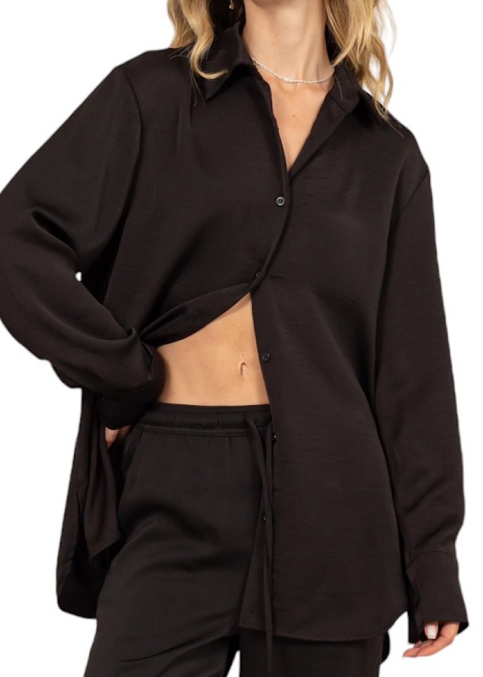 Black Oversized Button Up Shirt