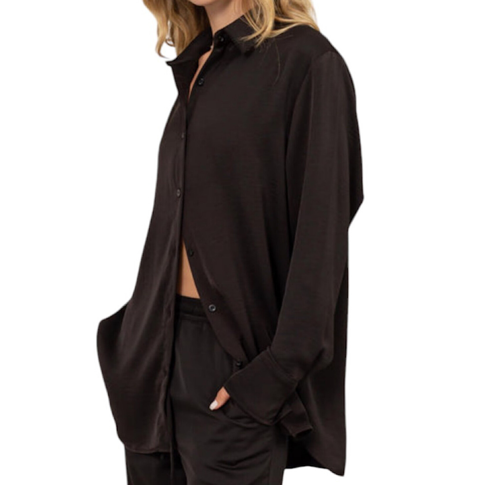 Black Oversized Button Up Shirt