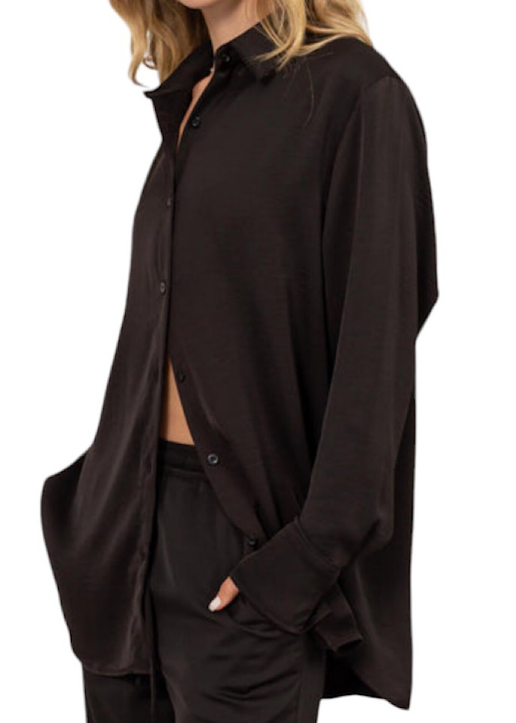 Black Oversized Button Up Shirt