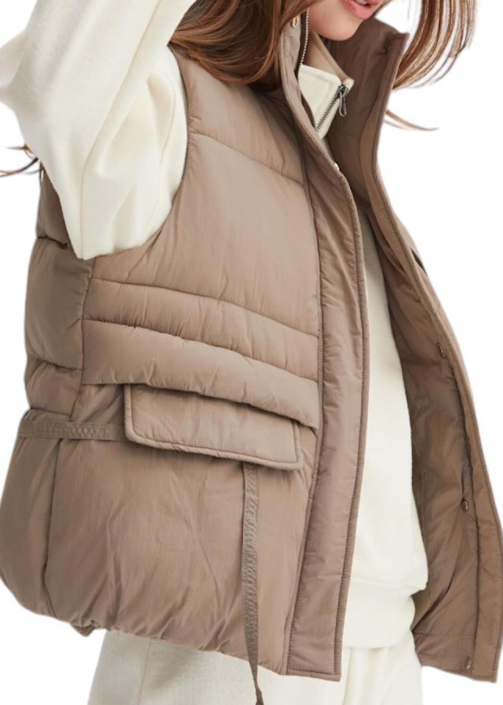 Mushroom Placket Puffer Vest
