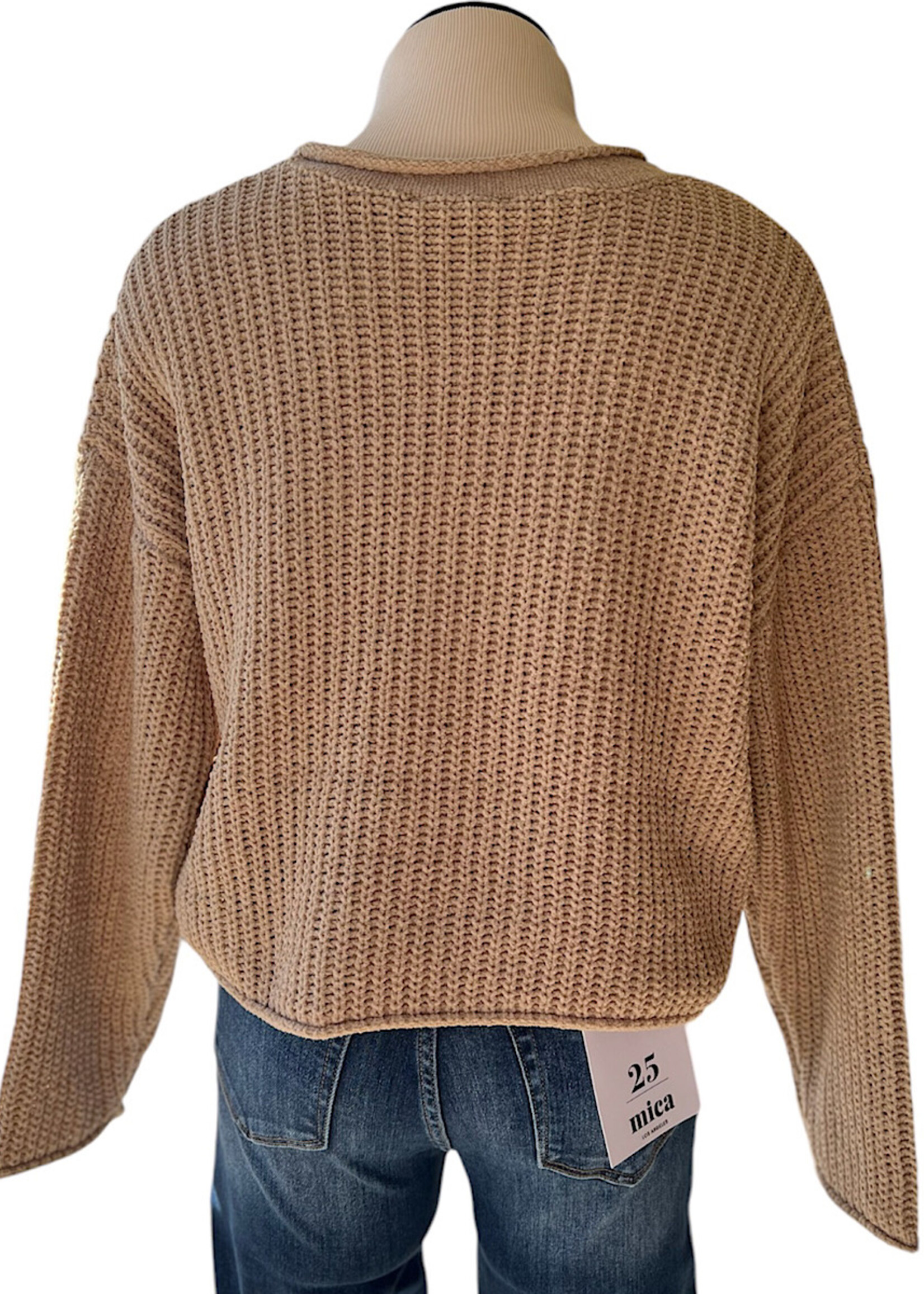 Taupe Rolled Edge Knit Sweater