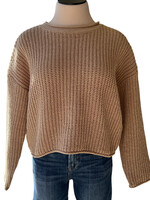 Taupe Rolled Edge Knit Sweater