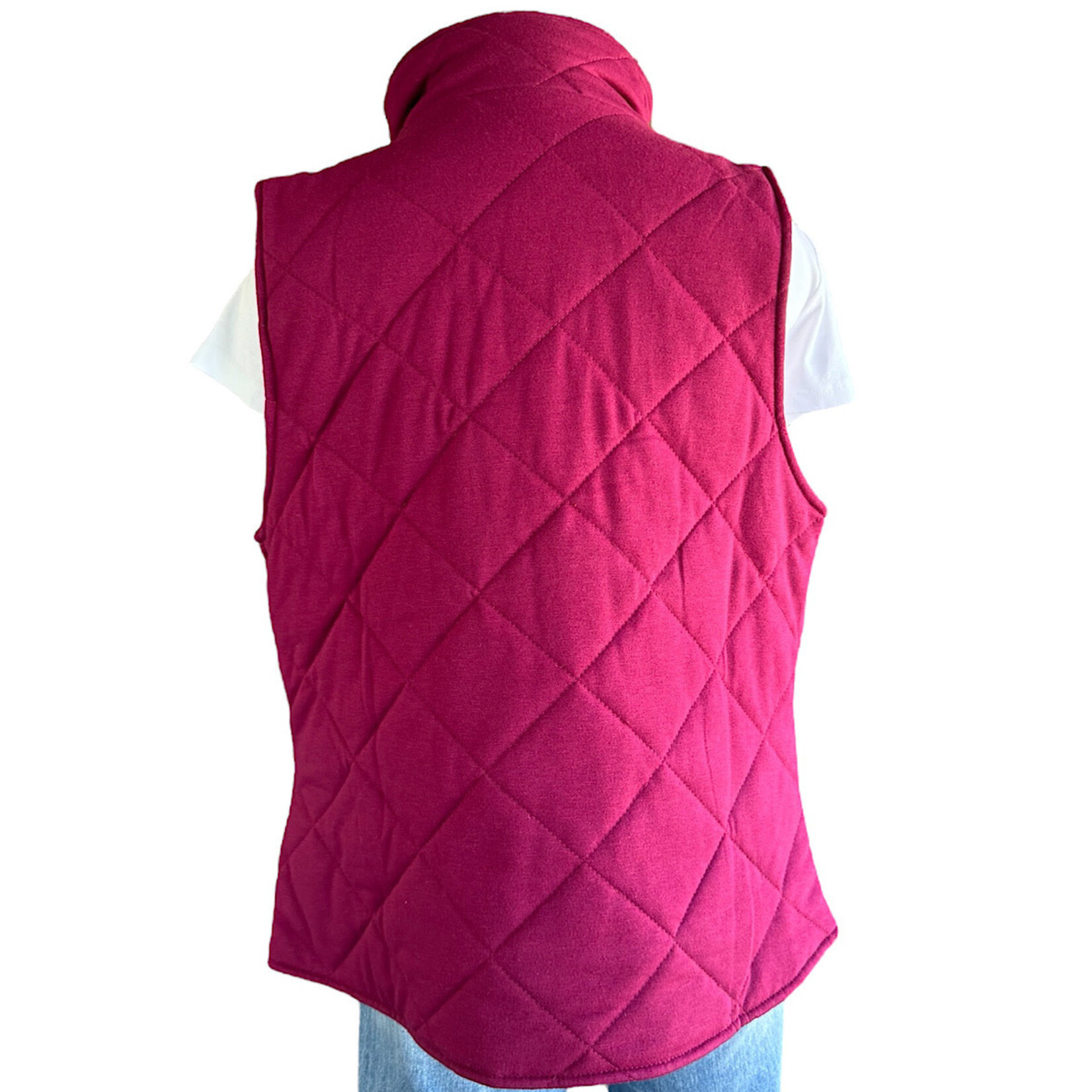 Burgundy Quilted Puffer Vest Size Large-RF