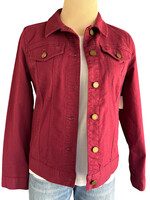 Maroon Button Front Denim Jacket Size Small-RF