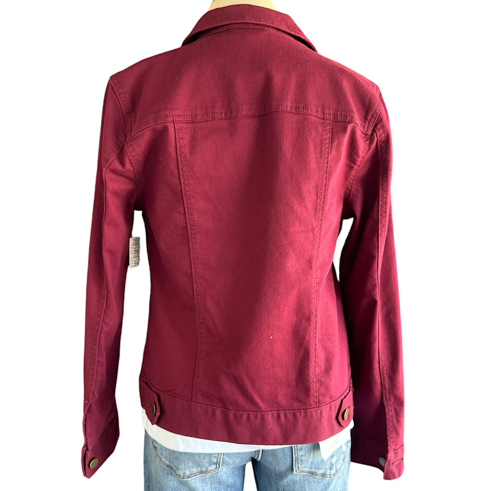 Maroon Button Front Denim Jacket Size Small-RF