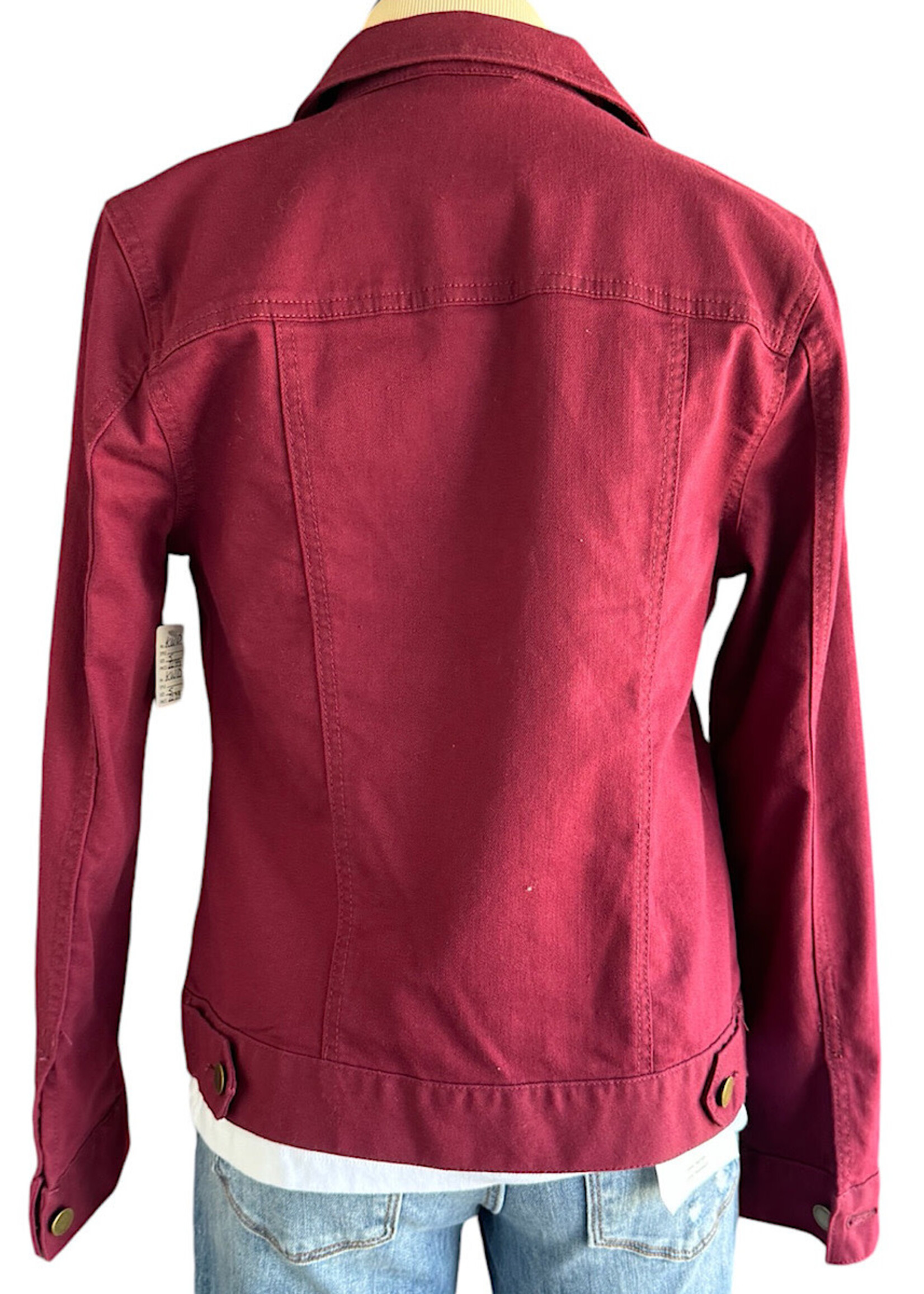 Maroon Button Front Denim Jacket Size Small-RF
