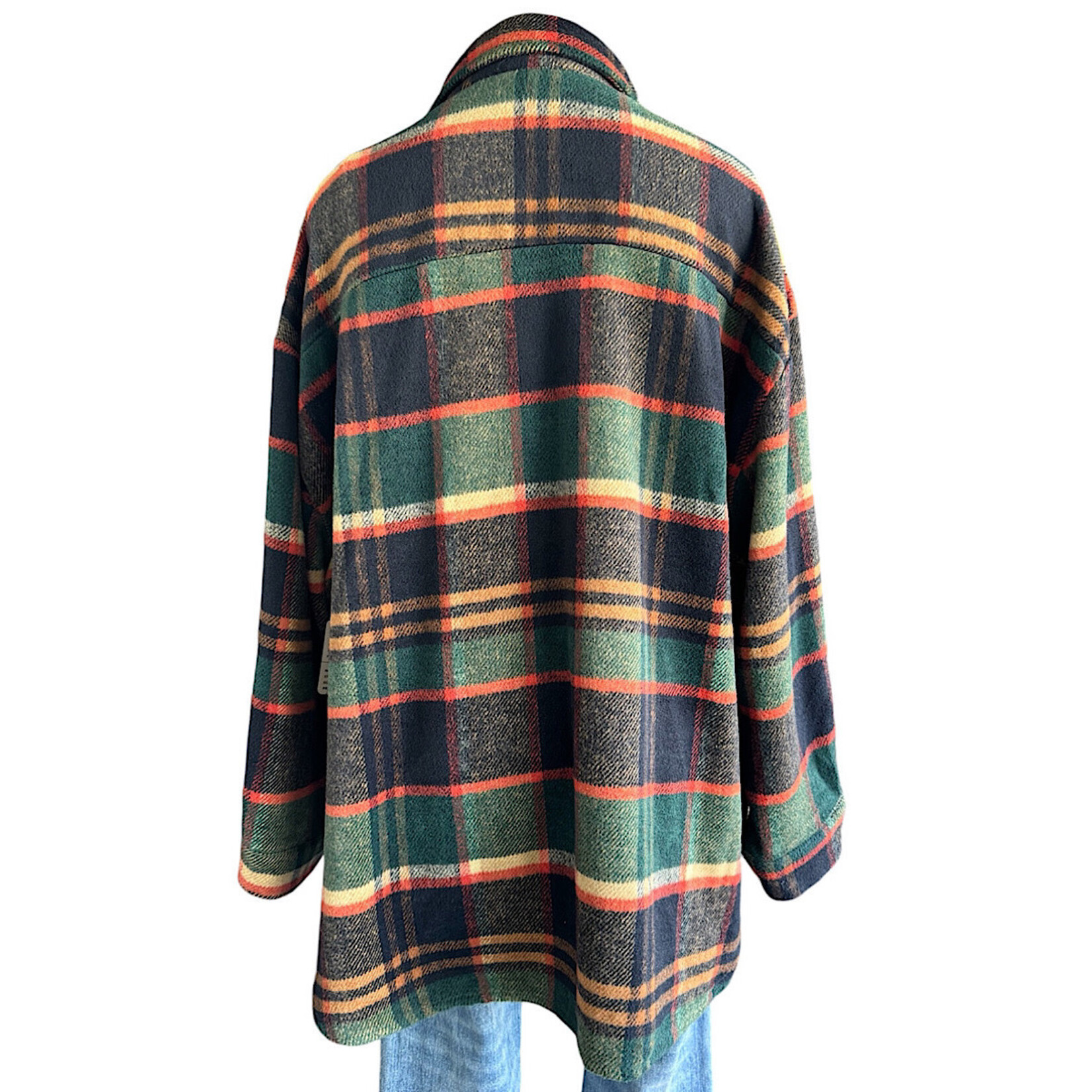 Favlux Fashion Green Multi Button Up Shacket Size Medium-RF