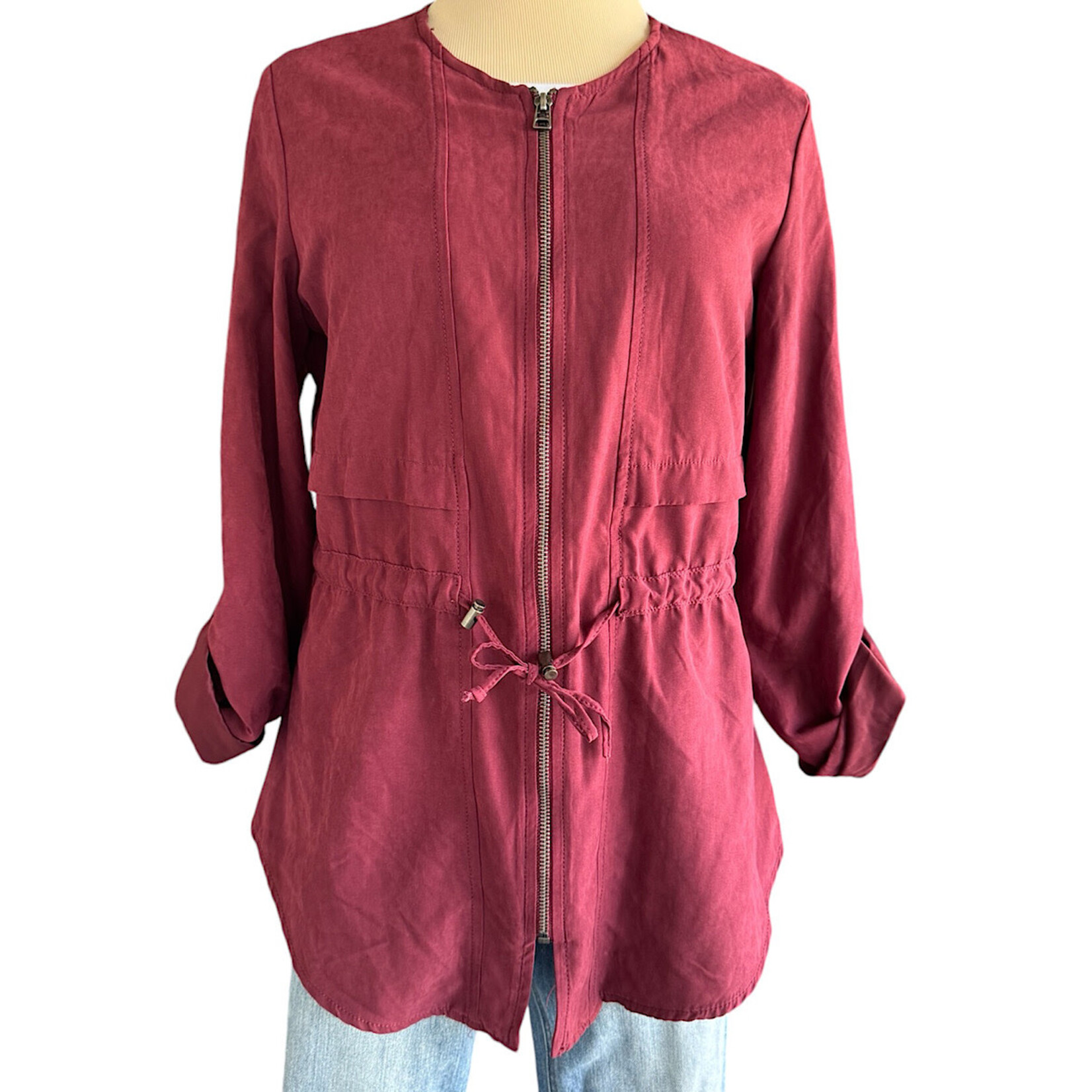 Maroon Jacket with Drawstring Waist Size Medium-RF