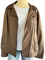 Plus Brown Leather Biker Jacket Size 2XL-RF