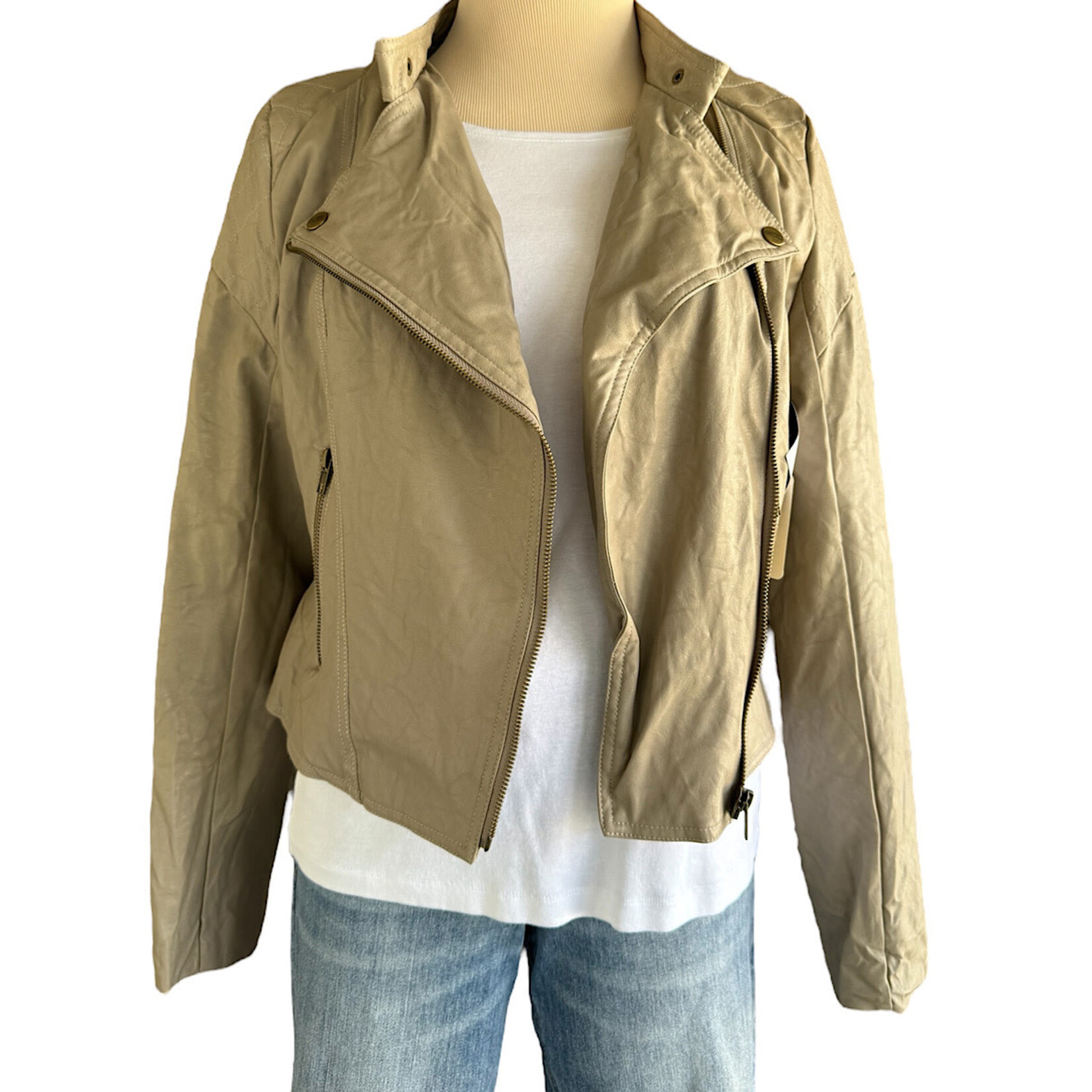 Embellish Stone Leather Biker Jacket Size Large-RF