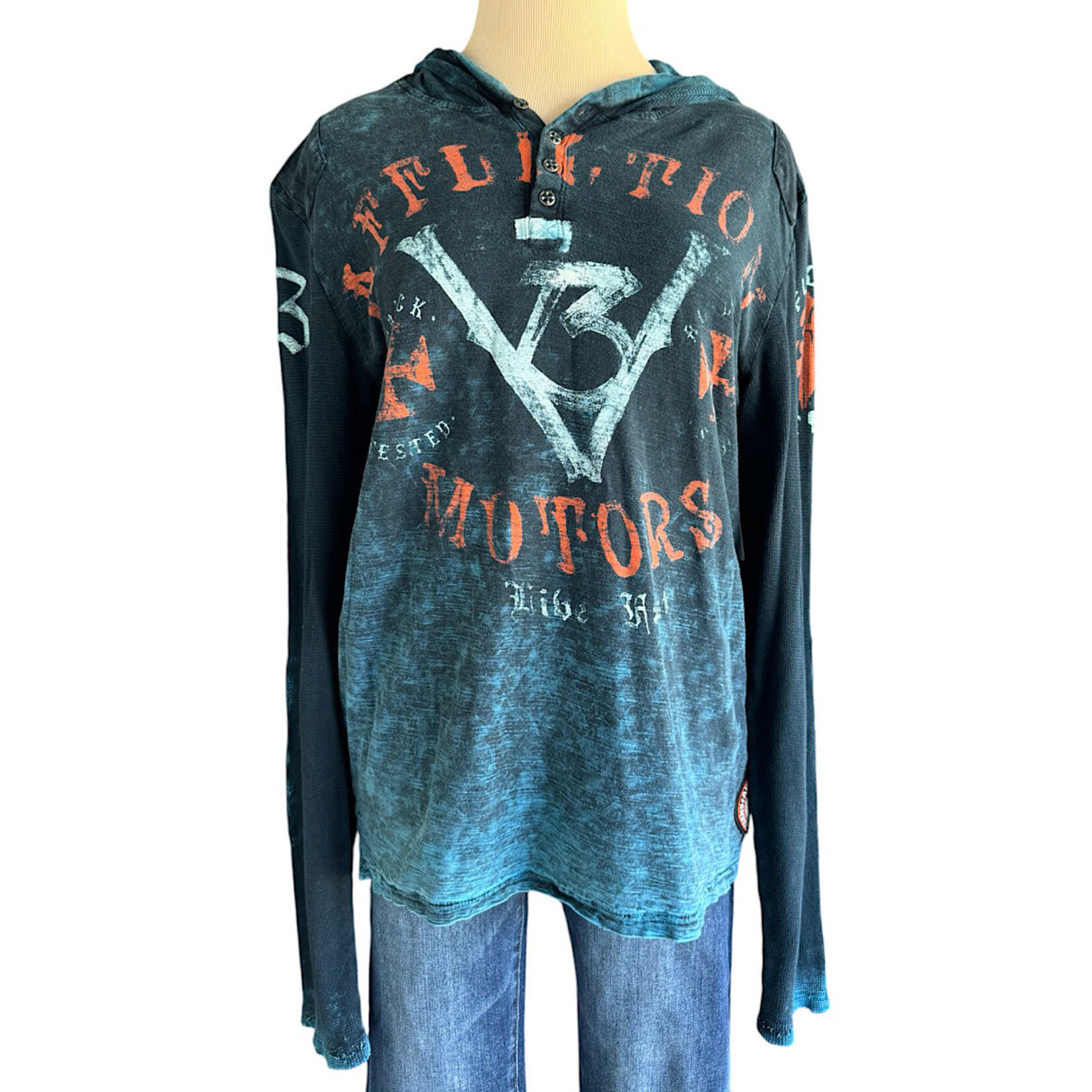 Blue Mix Pullover Hoodie Size Large-RF