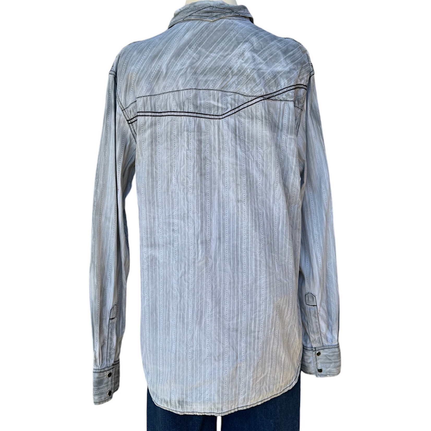 Light Grey Button Up Top with Shoulder Detail Size Large-RF