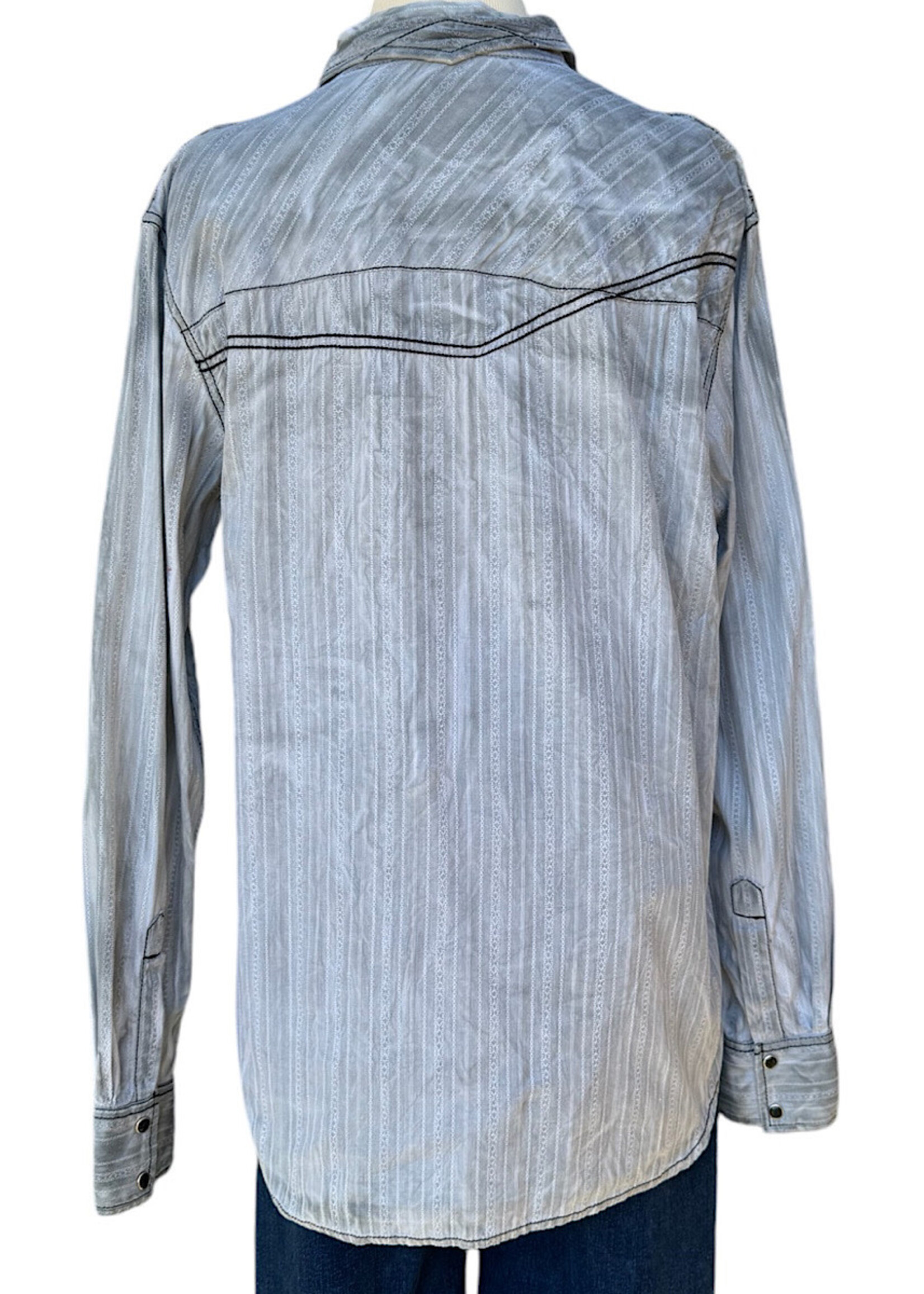 Light Grey Button Up Top with Shoulder Detail Size Large-RF