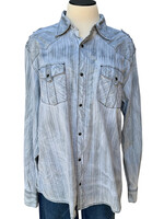 Light Grey Button Up Top with Shoulder Detail Size Large-RF