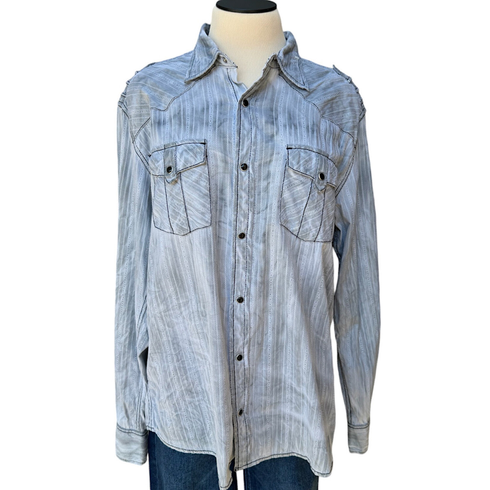 Light Grey Button Up Top with Shoulder Detail Size Large-RF