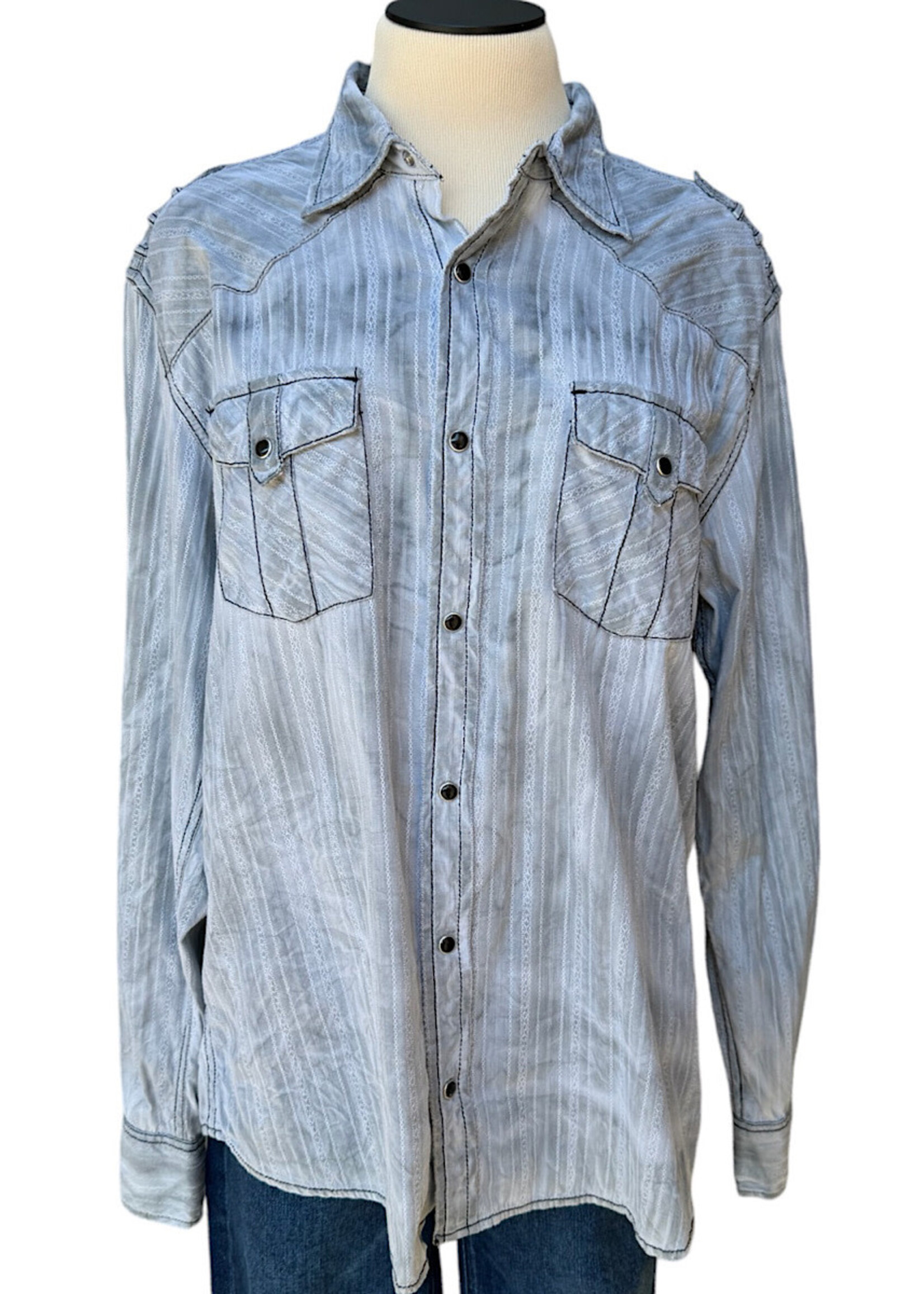 Light Grey Button Up Top with Shoulder Detail Size Large-RF