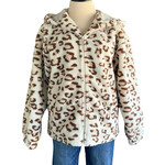 White/ Brown Leopard Print Jacket Size Medium-RF