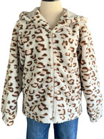 White/ Brown Leopard Print Jacket Size Medium-RF