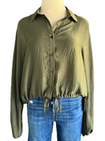Olive Crop Button Up Top Size Medium-RF