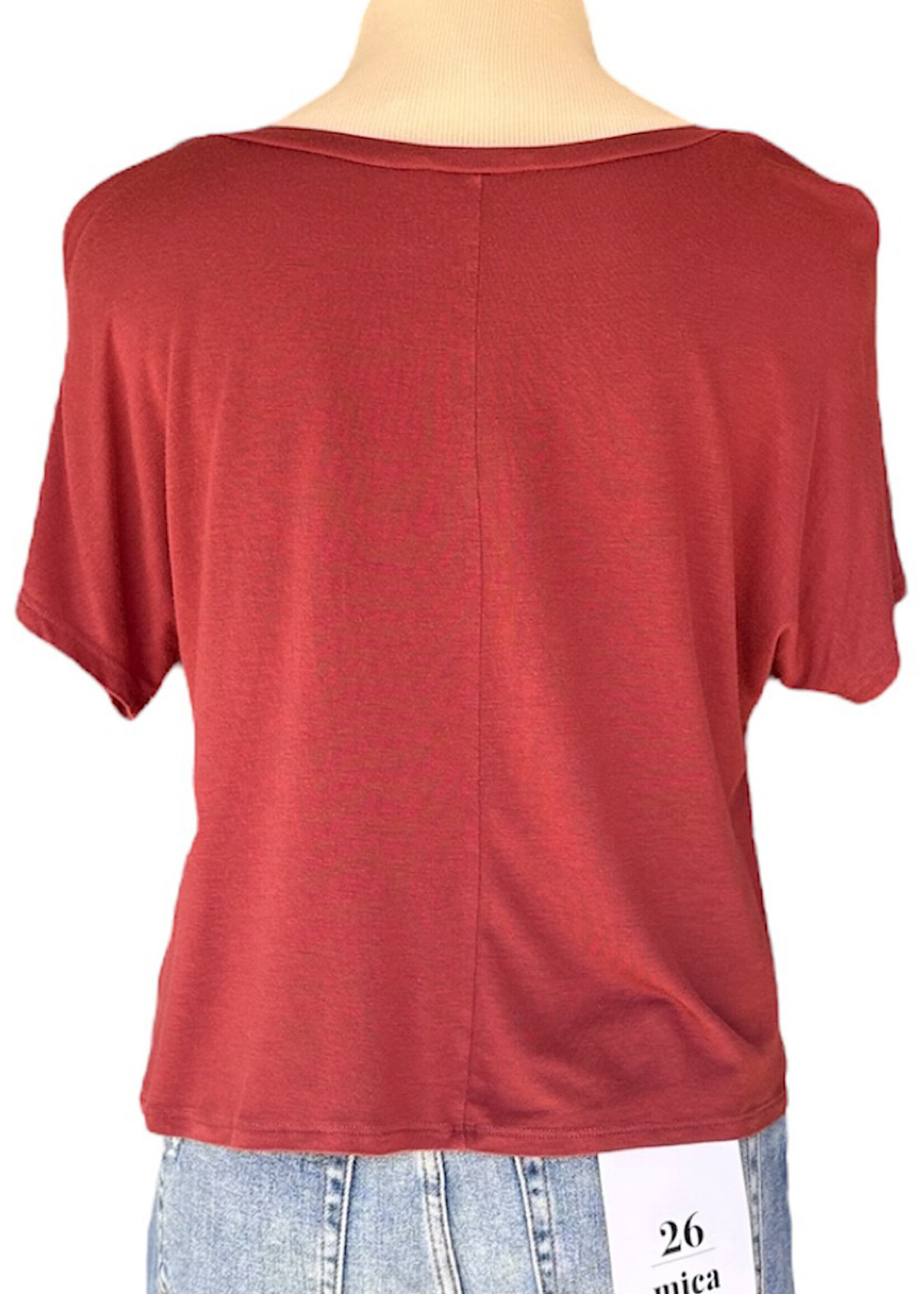 Rust Basic Tee with V Hem Line Size Small-RF