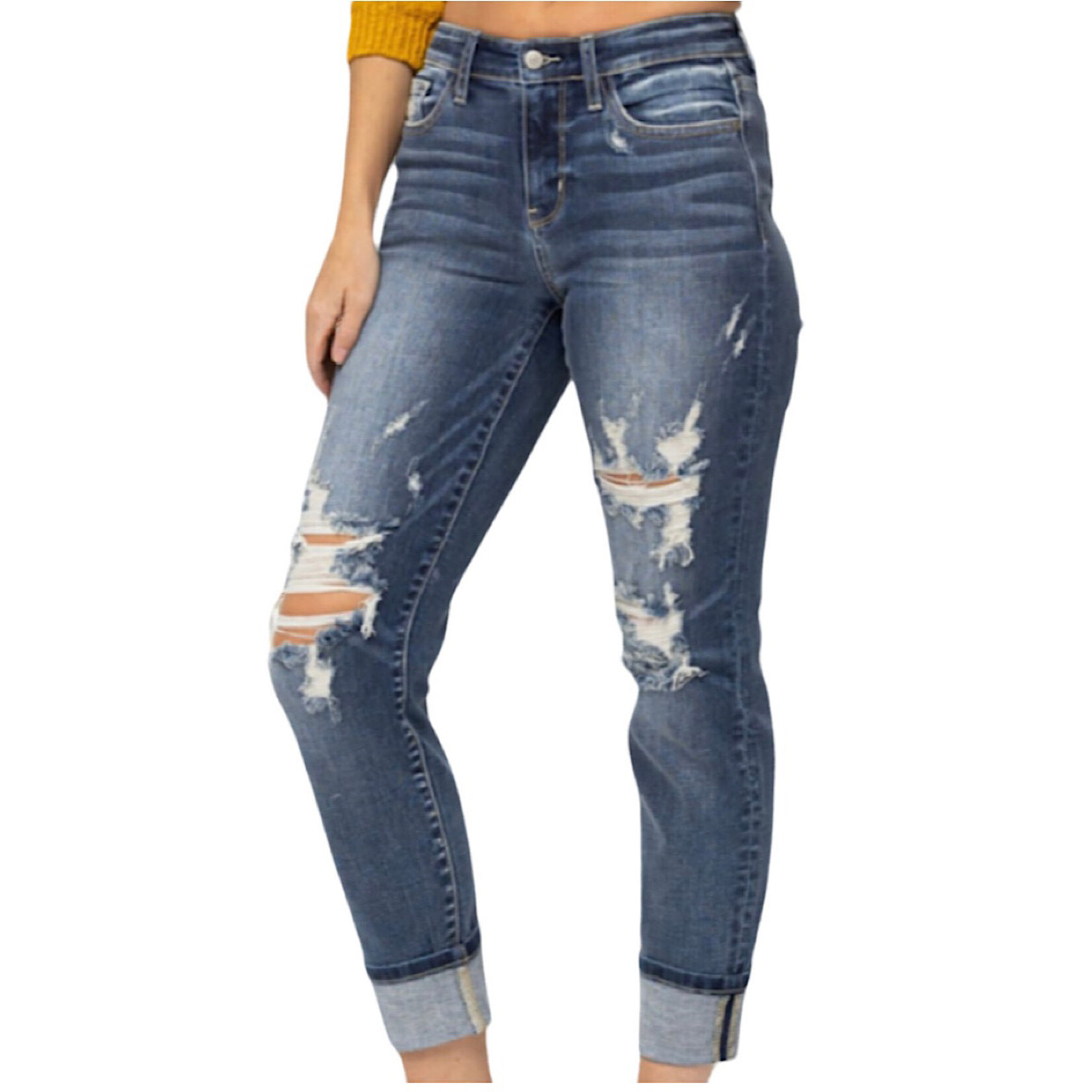 Judy Blue JB82427 Mid Rise Cuffed Destroy BF