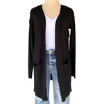 Black Knit Hooded Cardigan Size Small-RF