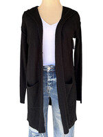 Black Knit Hooded Cardigan Size Small-RF