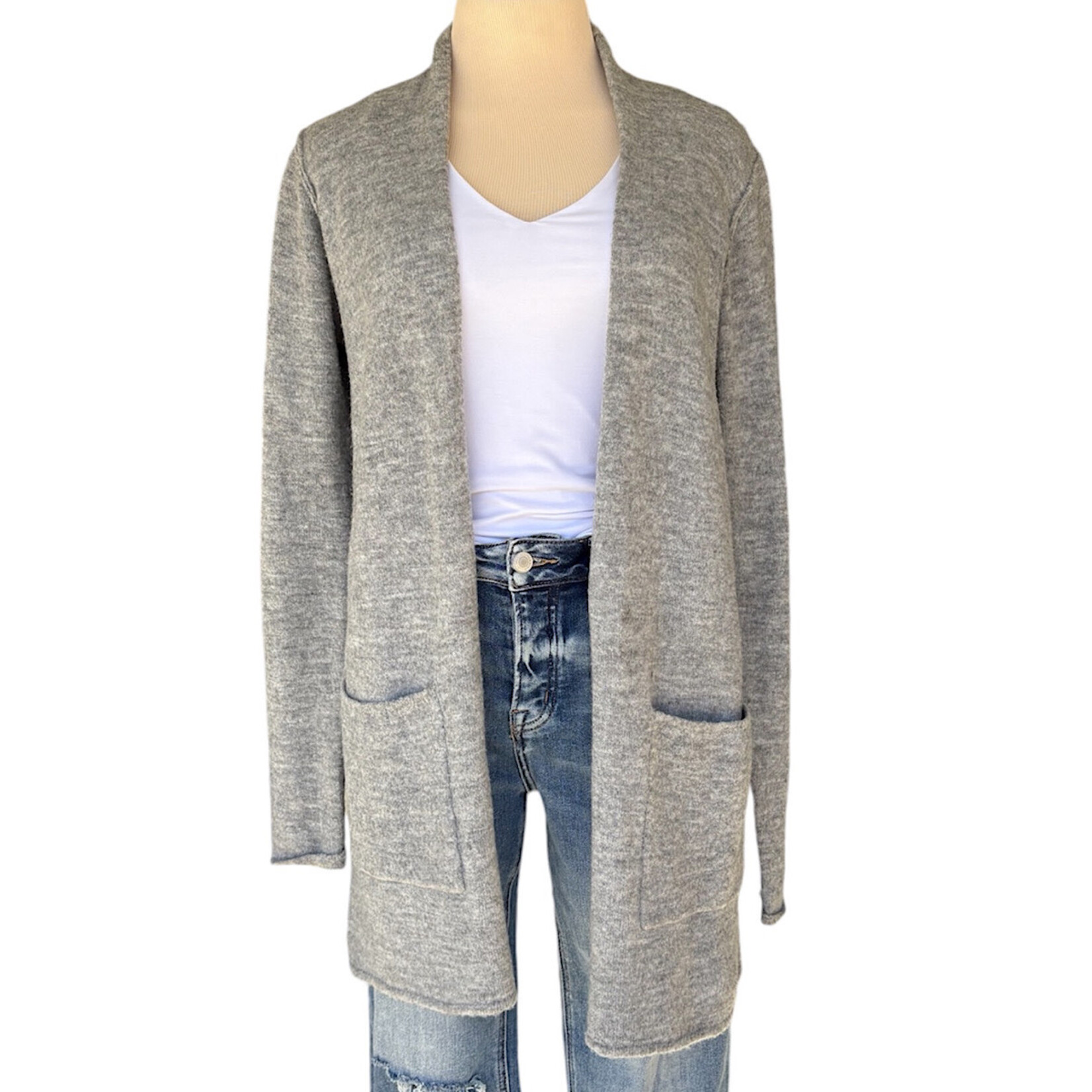 Staccato Heather Grey Mid Length Cardigan Size Small-RF