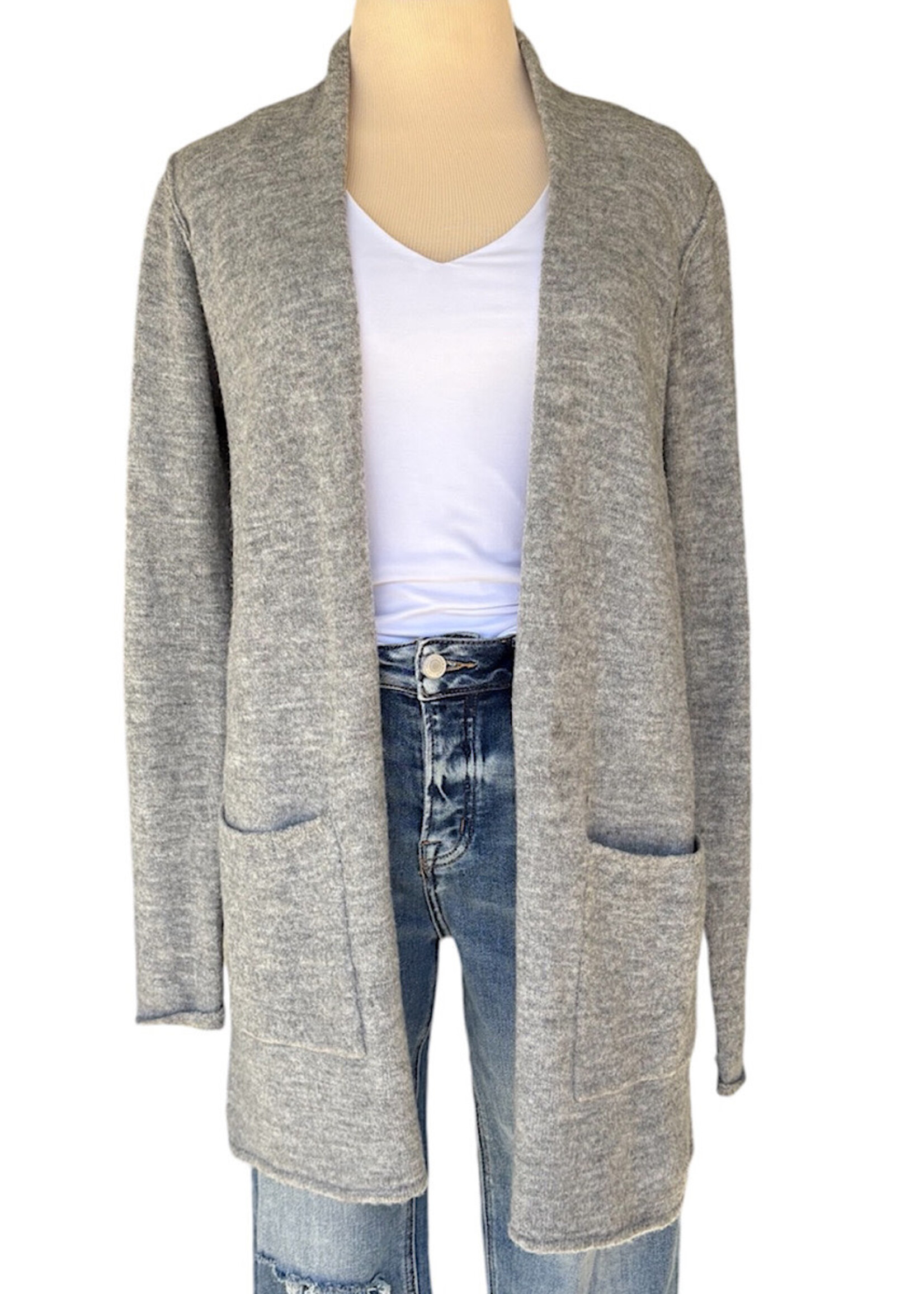 Heather Grey Mid Length Cardigan Size Small-RF
