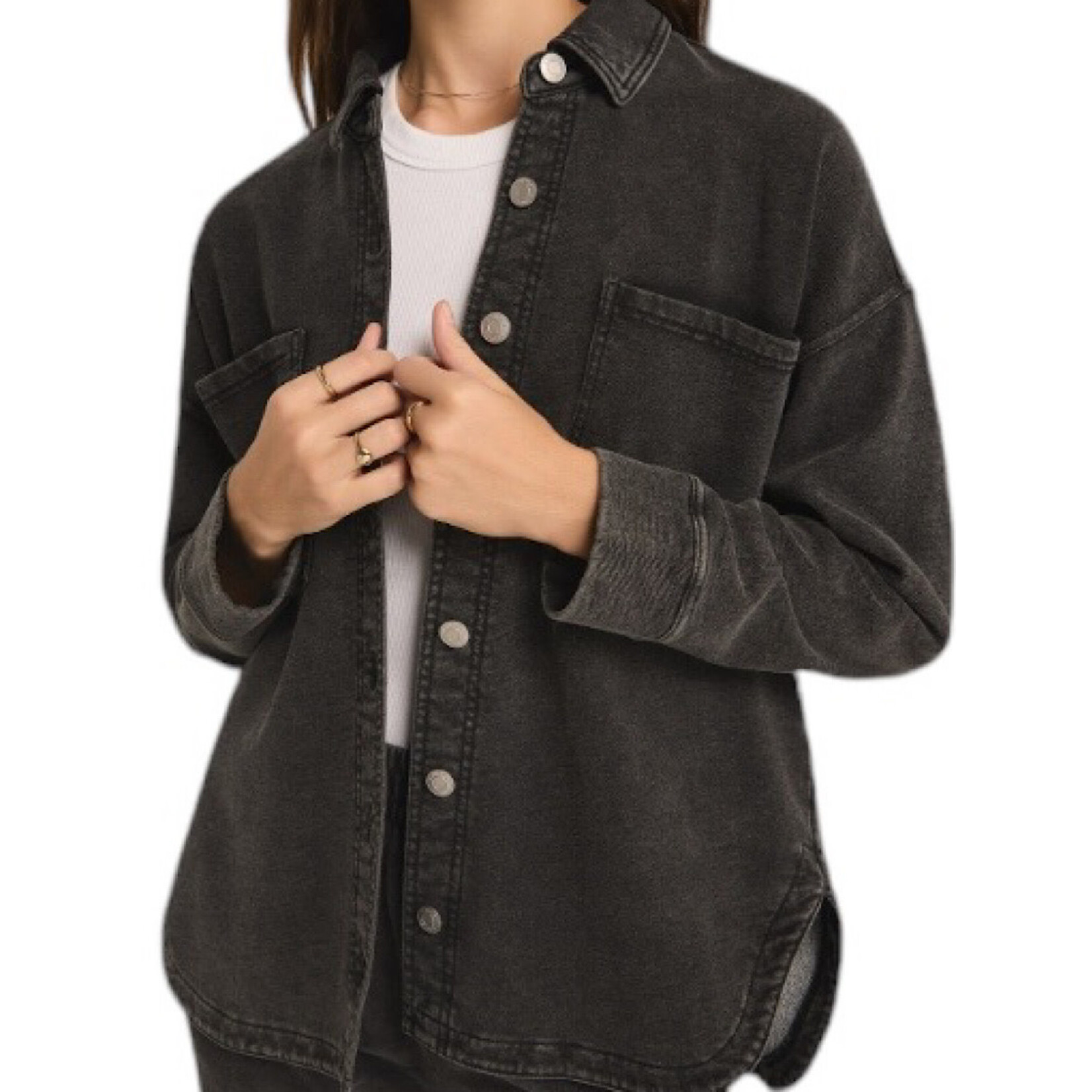 Z Supply Z Supply Vintage Black Knit Denim Jacket